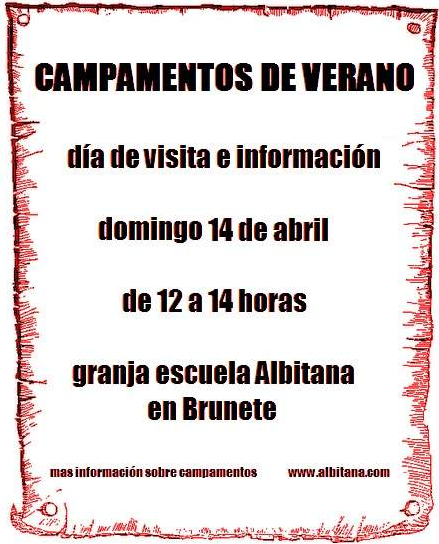 Día de visita (campamentos Albitana en español y bilingüe inglés-español)